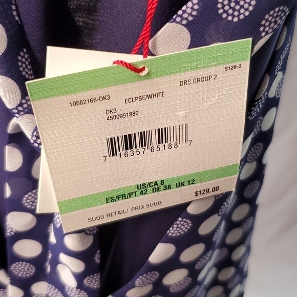 Anne Klein Hi-Low Dress, Sheer- fully lined, Blue & White, Size 8 NWT - Picture 7 of 9